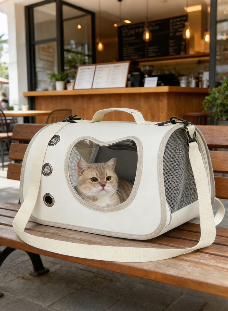 Portable pet carrier bag, cute cat pattern, foldable, lightweight and breathable, dark gray - Image 1
